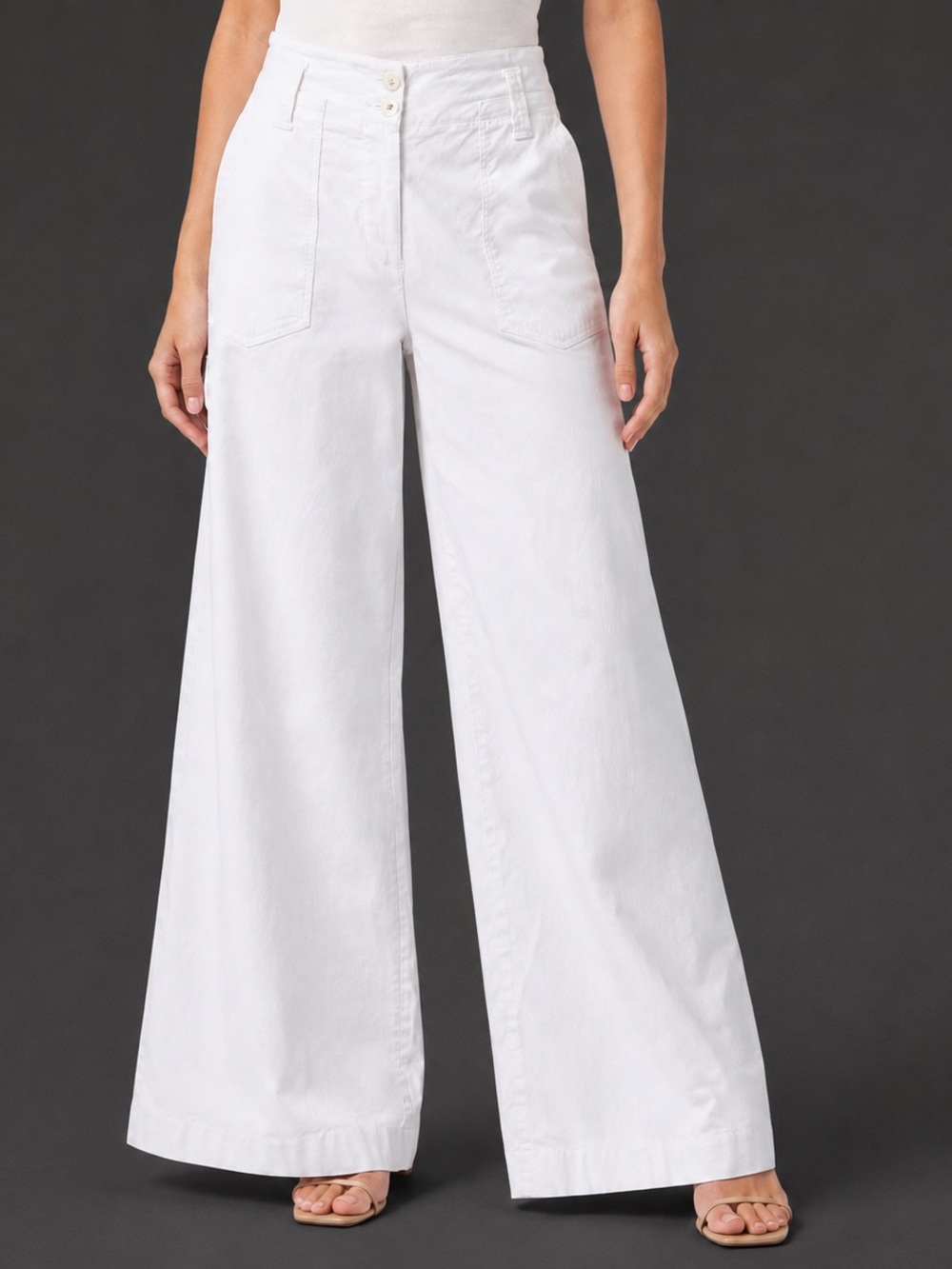 Maeve Anthropologie The Naomi White Linen Blend Wide Leg Pants Size 8